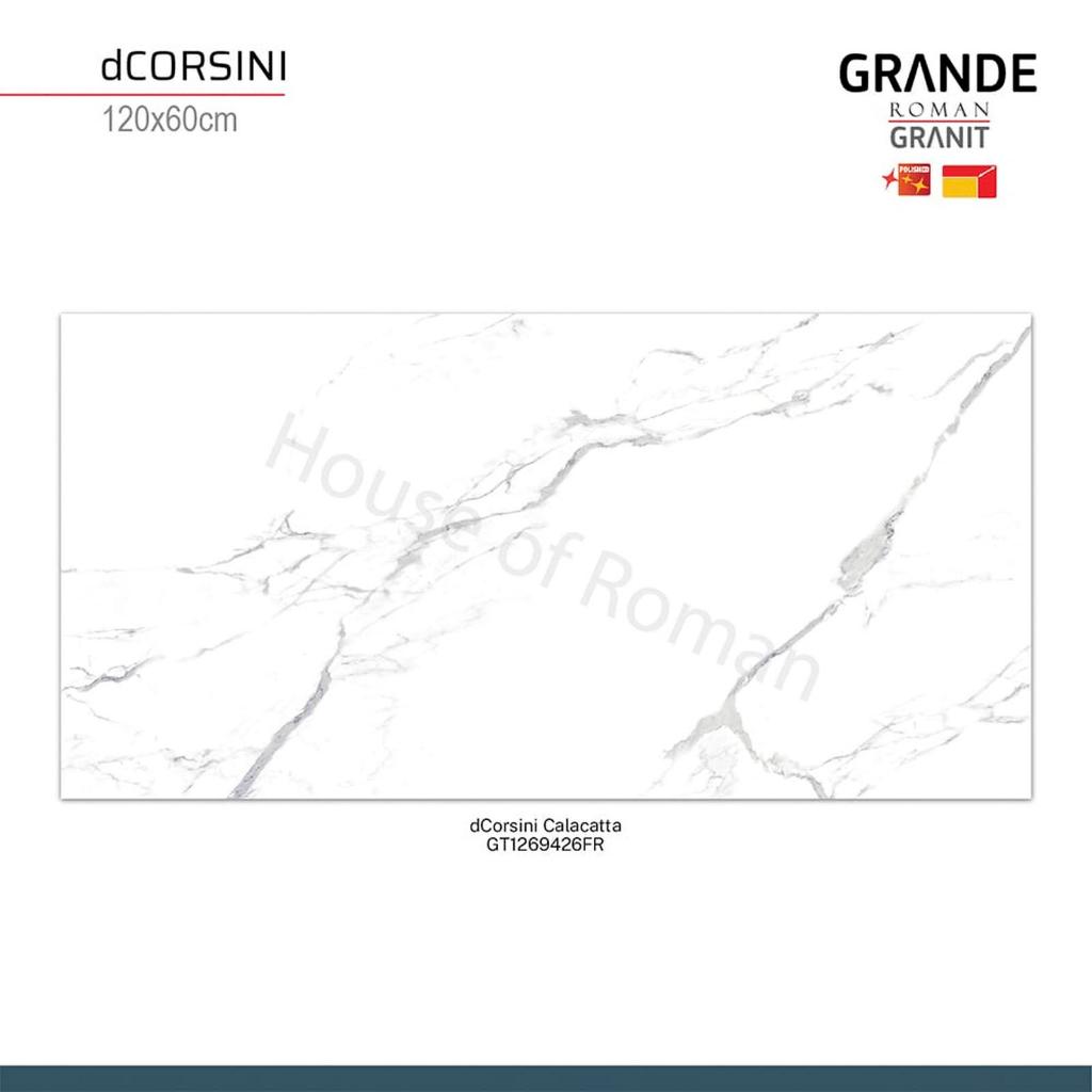 Granit / Keramik Lantai 60x120 Roman Grande d’Corsini Calacatta GT1269426FR | Glossy KW1 1,44 m²/Dus