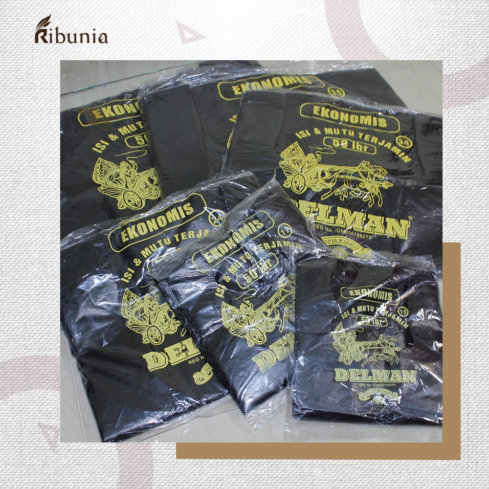 (15, 17, & 24) Hitam Kantong Plastik Kresek Murah Ekonomis Delman HDPE