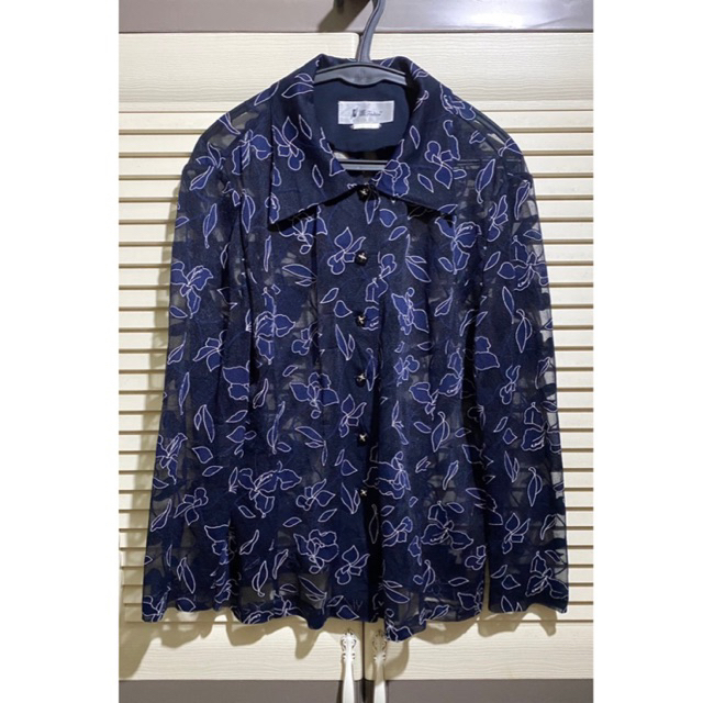 BLOUSE WANITA MOTIF FLOWER WARNA NAVY