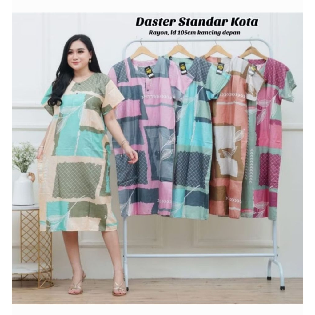 Daster Dress Kekinian Remaja Rayon Kancing Aktif LD105cm