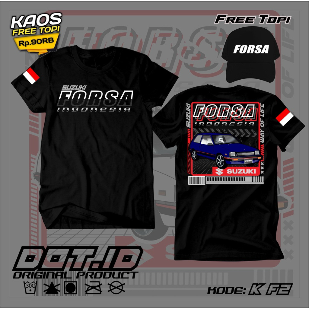 kaos forsa biru keren gratis topi T-shirt kaos forsa biru gratis topi