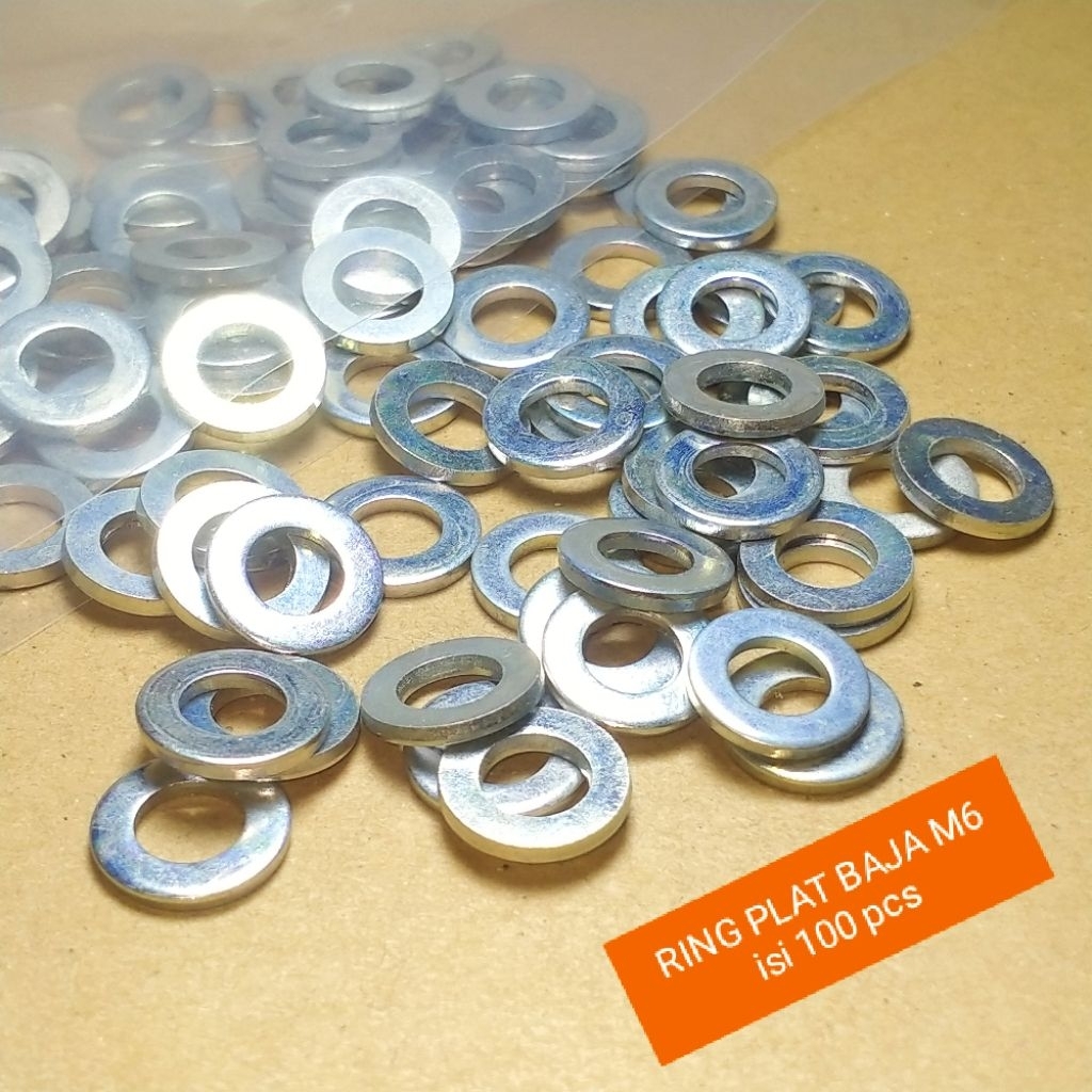 ring plat baja m6x12 isi 100 pcs ring plat untuk baut 10 atau kunci 10