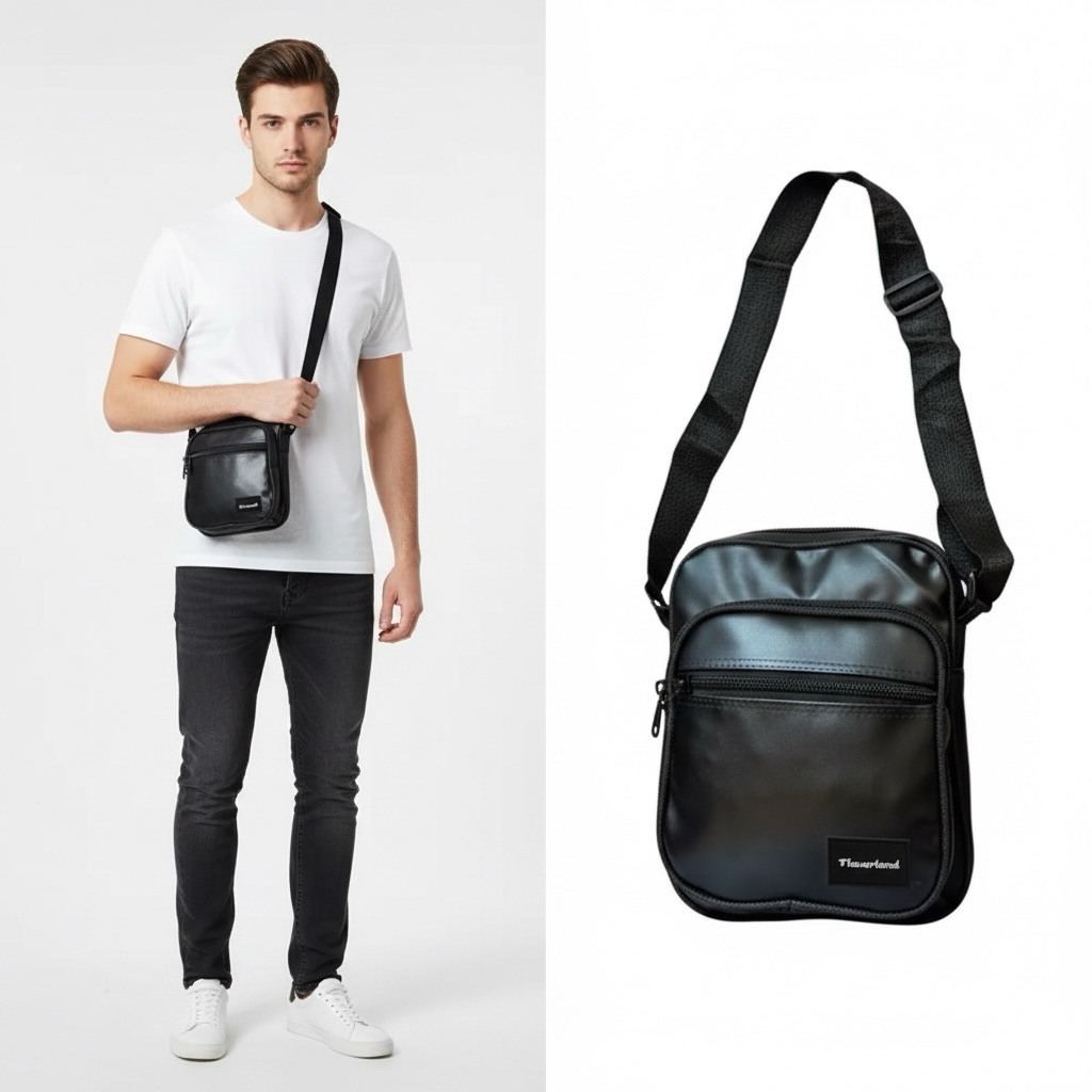 EROS Slingbag Tas selempang pria kotak / Tas slempang kulit sintetis crossbody bag / tas cowok trend