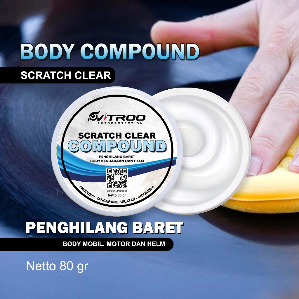 Vitroo Kompon Penghilang Baret Lecet Motor Mobil Scratch Clear Compund White Rubbing Putih Halus Per