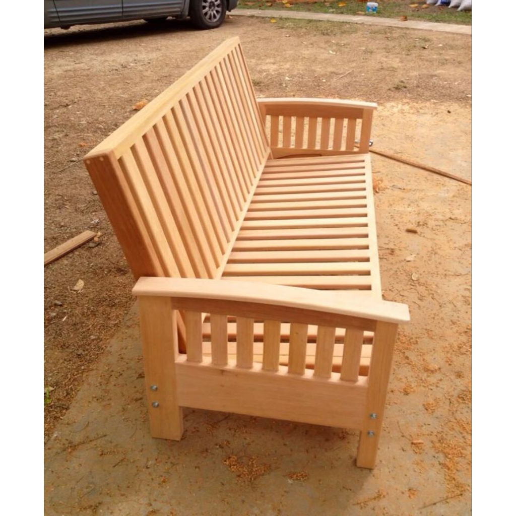 Sofa Kayu Minimalis 2 Dudukan - Design Modern & Tahan Lama (Jati Belanda)
