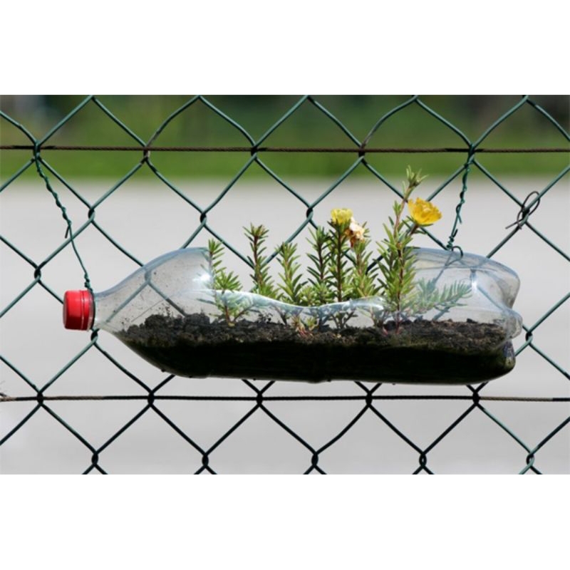 (1 PCS) Pot bunga gantung dari botol aqua bekas ukuran 1,5 liter