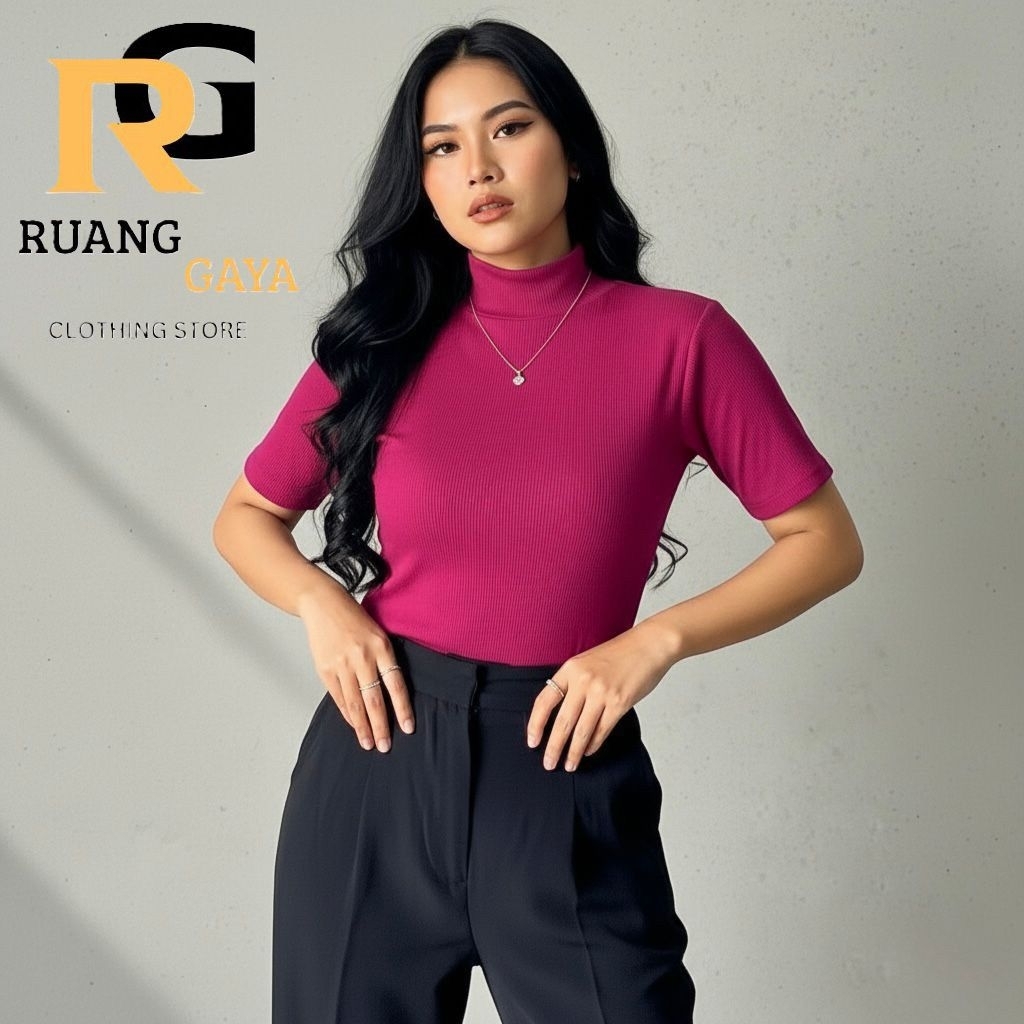 CUCI GUDANG Turtleneck Tangan Pendek Rajut wanita Pretty//Inner Rajut Aisha Hijab Baju Dalaman Turtl