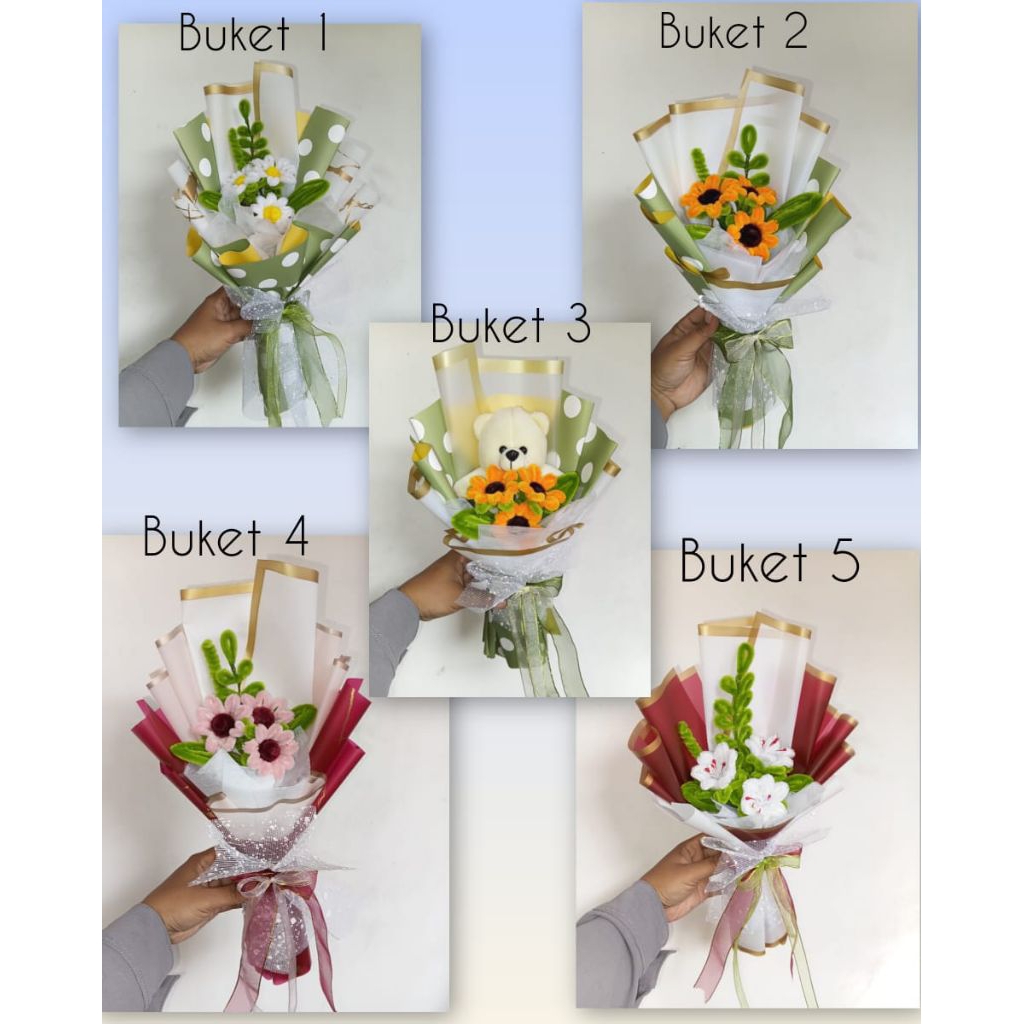 Buket Mini Spesial Bunga Kawat Bulu (bisa ditambahkan coklat atau uang sendiri dirumah) Free Kartu U