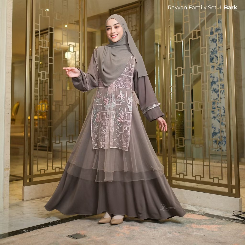 Zayra Hijab | Rayyan Series Warna Bark | Gamis lebaran