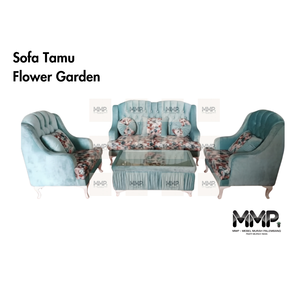 Sofa Tamu Flower Garden | Kursi Tamu Flowers Toska Minimalis | Sofa Murah Palembang
