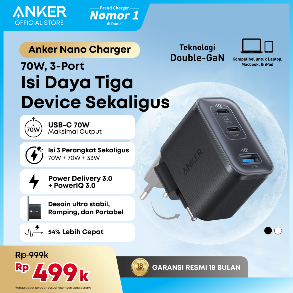 Anker Nano 70W Gan Double-Gan Portable Charger  - A121A