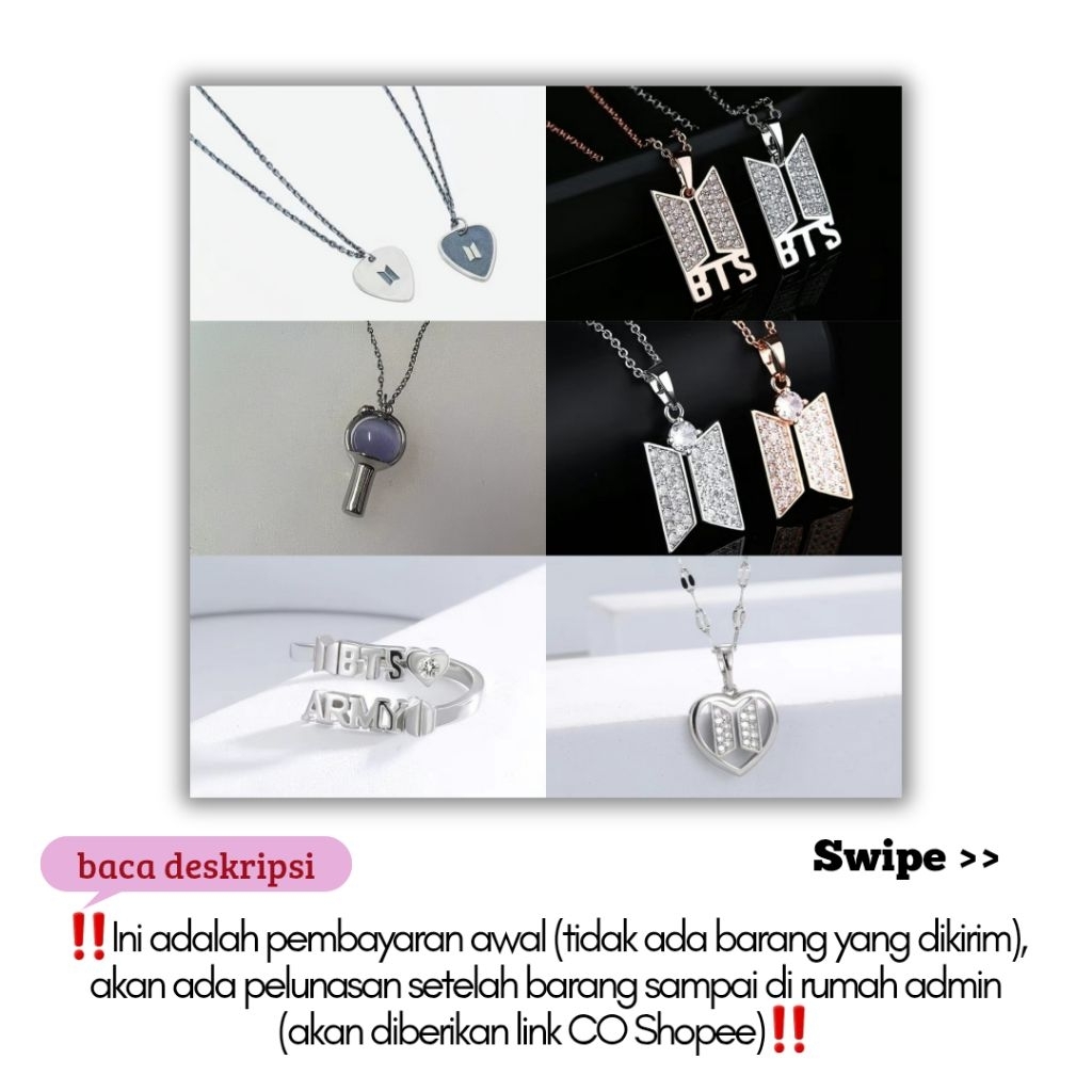 [baca deskripsi] (PO China) Ring Necklace BTS Fanmade Unofficial RM Jin Suga Jhope Jimin V Jungkook 