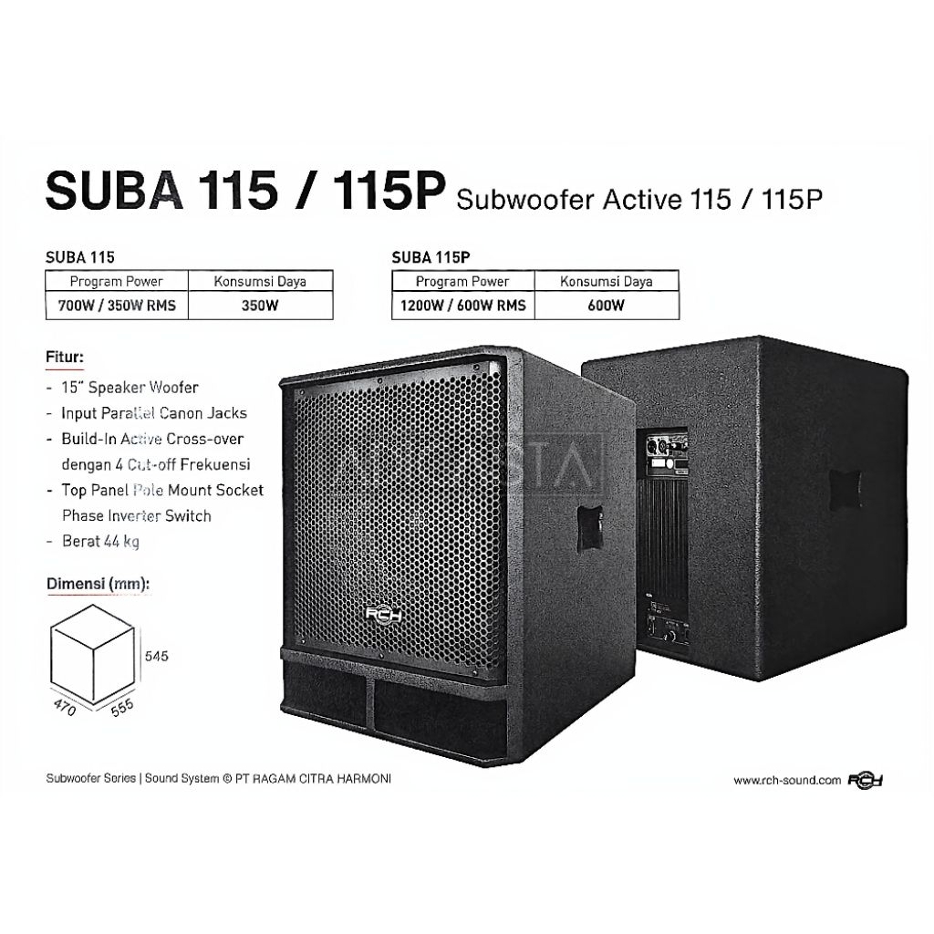 Subwoofer RCH SUBA 115 Aktif 15 inch