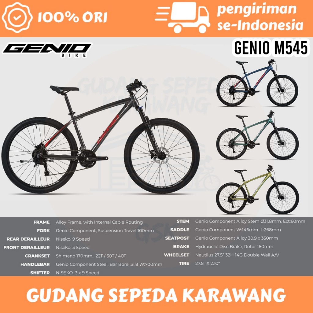 Sepeda Gunung Genio MTB 27,5 M 545 new 2026 3 X 9 SPEED CRANK SHIMANO HOLLOWTECH