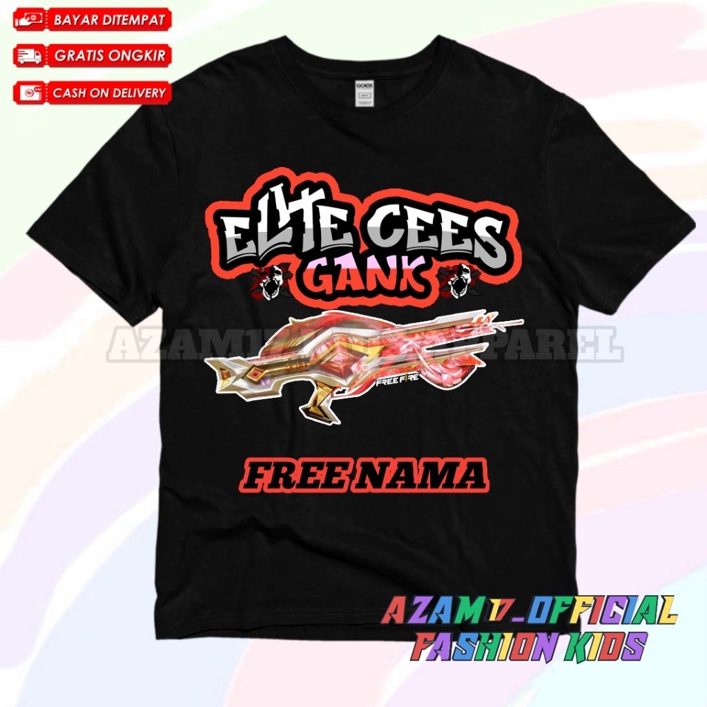 (BISA COD) Kaos Baju Anak FF Free Fire Ruby Shot Trogon Elite Free Nama / Kaos Tshirt Anak Game FF S