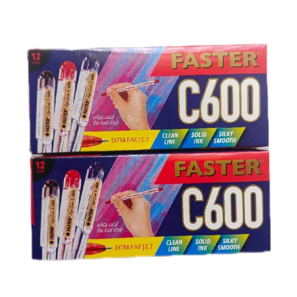 Pulpen Pen Faster C600 1 kotak / 1 lusin / 12 buah - kemasan baru