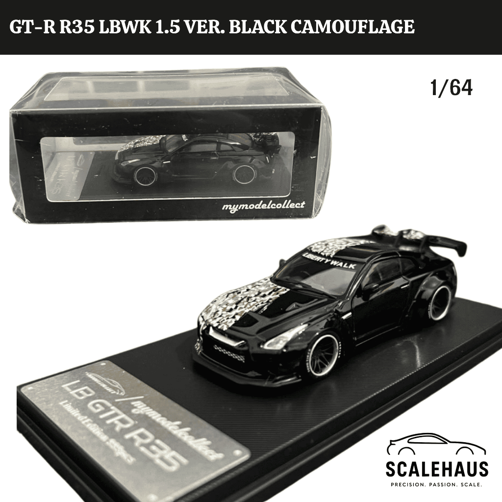Model Collect 1/64 GT-R R35 LBWK 1.5 Ver. Black Camouflage