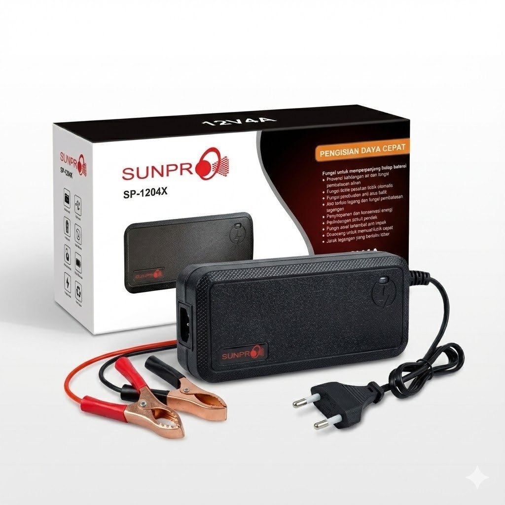 Sunpro SP-1204X Charger Aki 12V 4A Pengisi Daya Baterai Mobil Motor