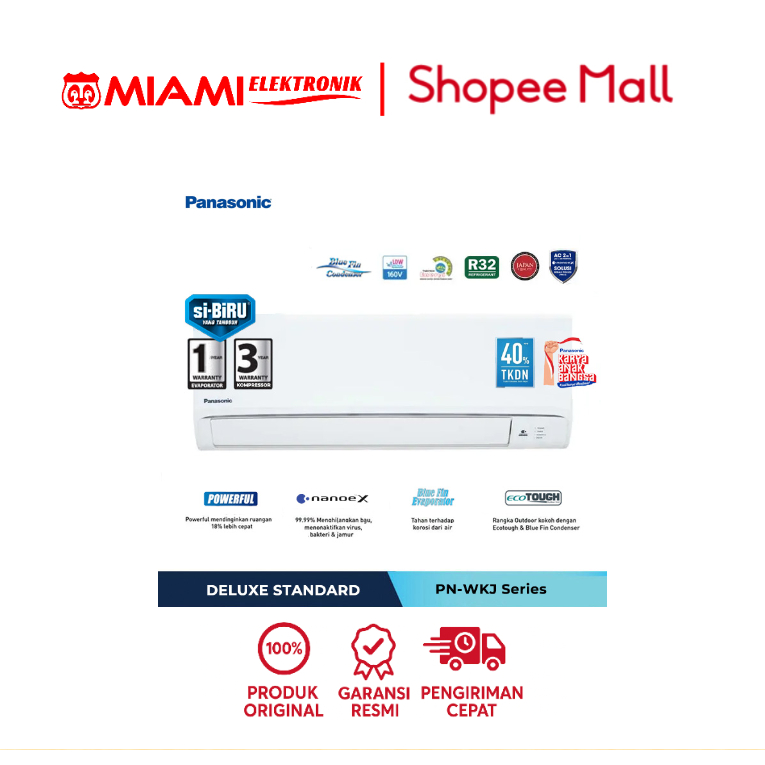 Panasonic CS/CU-PN12WKJ 1.5PK Si Biru Nanoe-X AC Panasonic PN 12WKJ