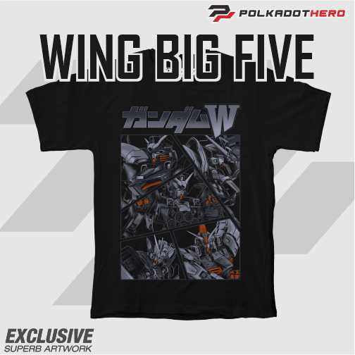 POLKADOT HERO WING BIG FIVE - GUNDAM WING - KAOS GUNDAM - TSHIRT WING - KAOS ROBOT - TSHIRT MECHA - 