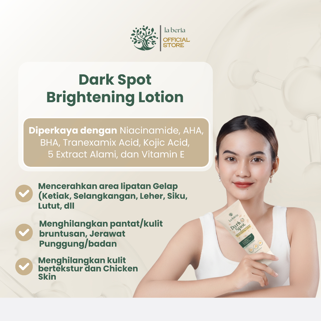Laberia Dark Spot Brightening Lotion Badan AHA BHA Tranexamic Acid Kojic Acid Vitamin E Untuk Mencer