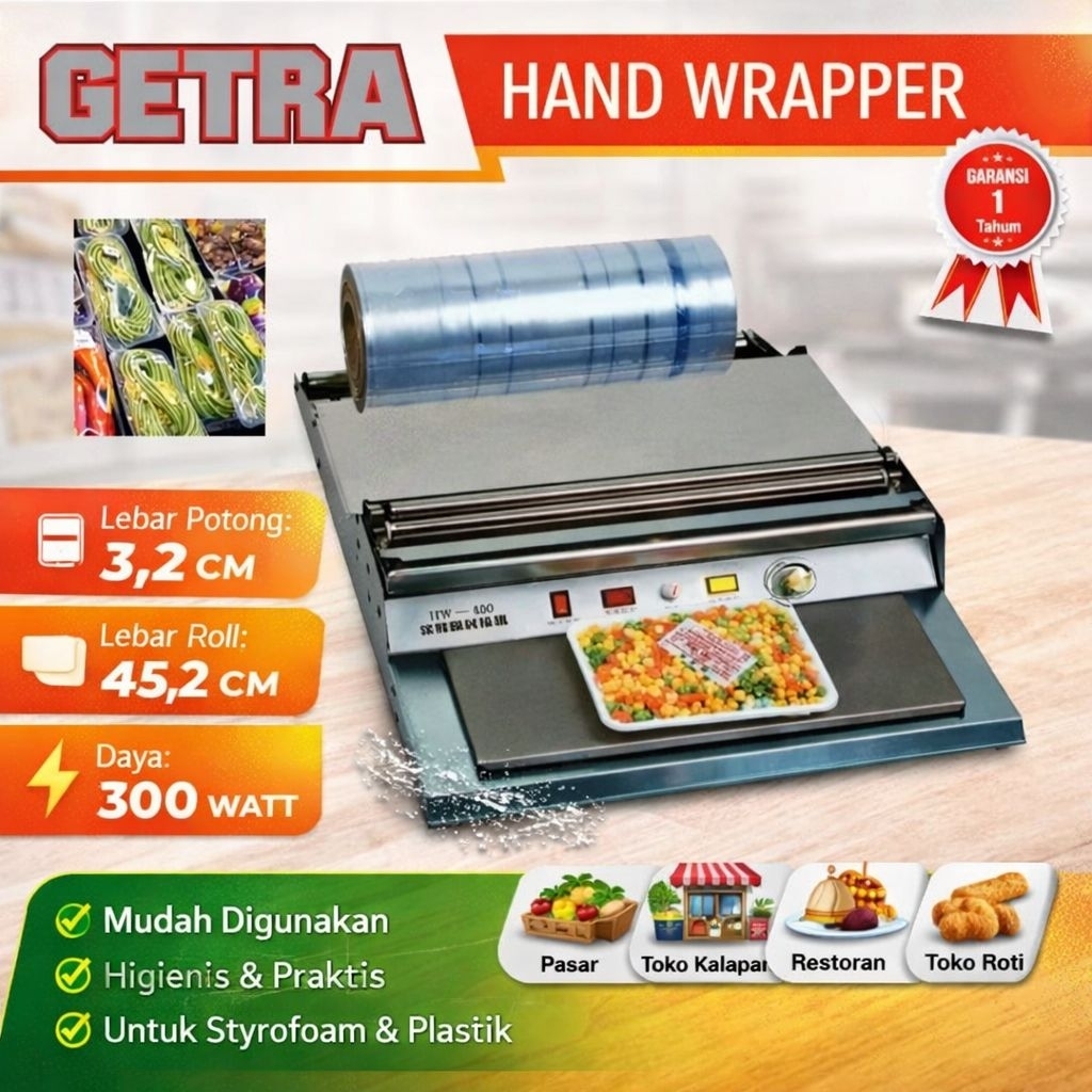 Mesin pembungkus makanan hand wraping GETRA HW 450