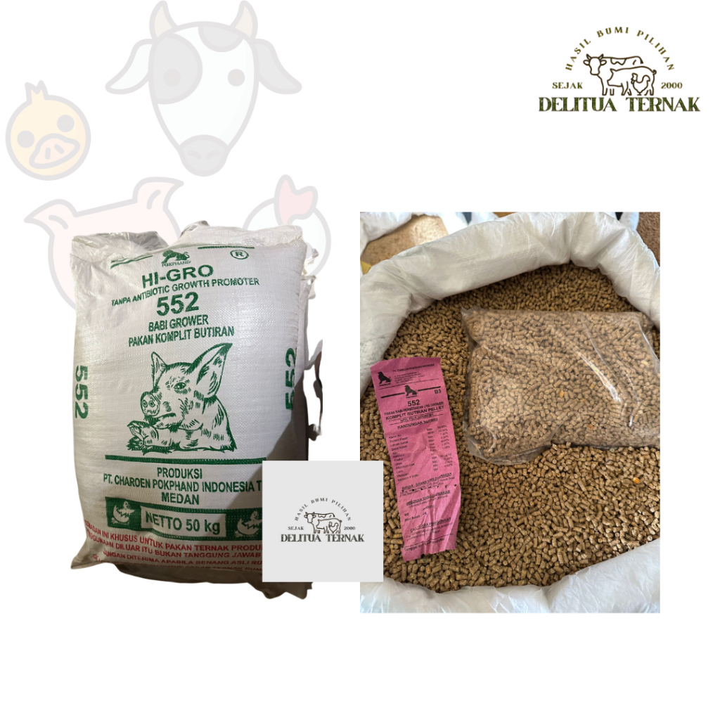 HI-GRO 552 Pakan Babi Besar Per 10 Kg, 15 Kg Dan 25 Kg