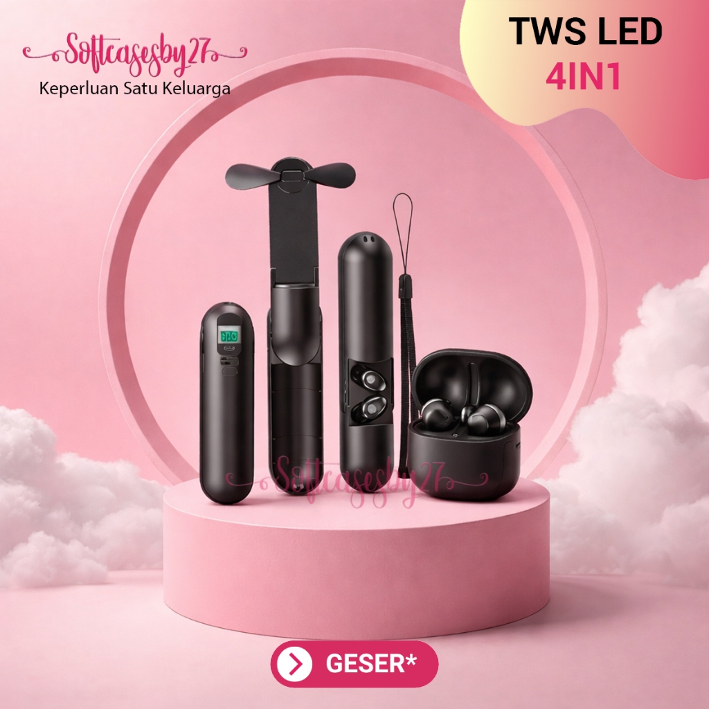 Headset TWS Bluetooth Earphone Bluetooth 4 in 1 with F7 Earbuds HiFi Dan Mini Fan Dan Flashlight Dan