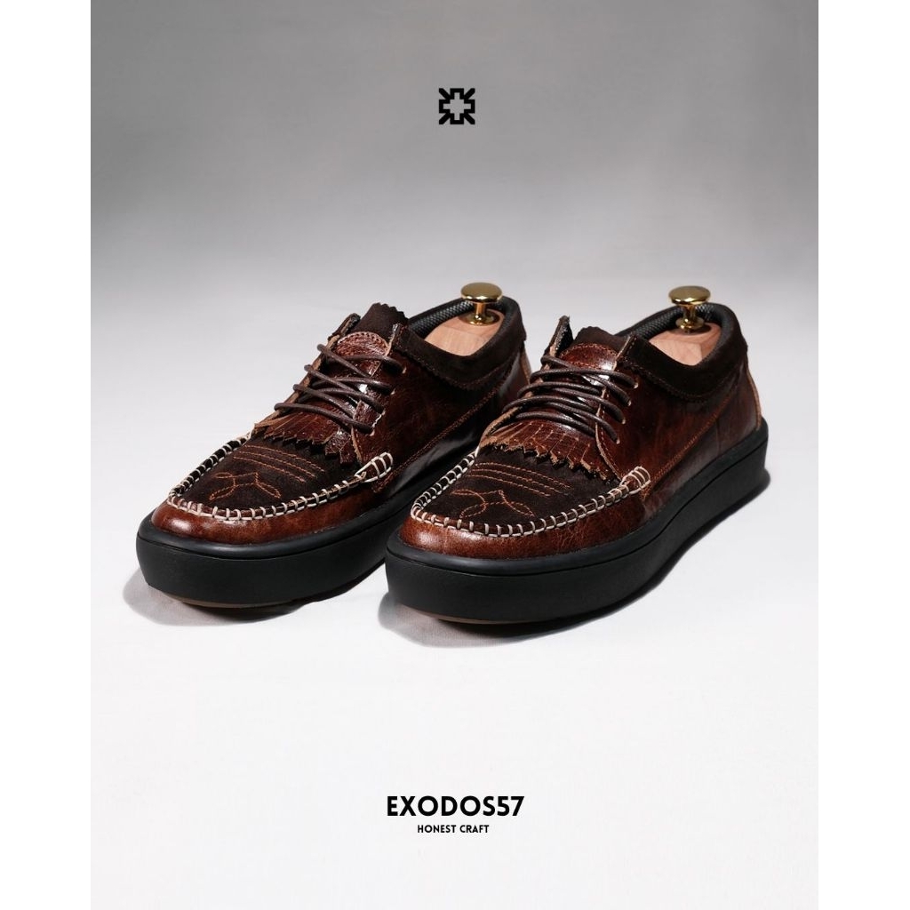 EXODOS57 | Sepatu Sneakers Kulit - MAKILAYA CHOCO BROWN