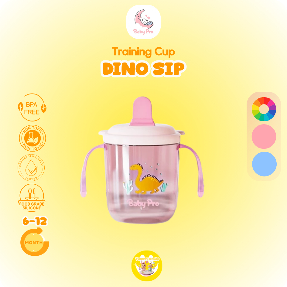 Baby Pro Training Cup Dino Sip Botol Belajar Minum MPASI Anak Aman Food Grade BPA-Free
