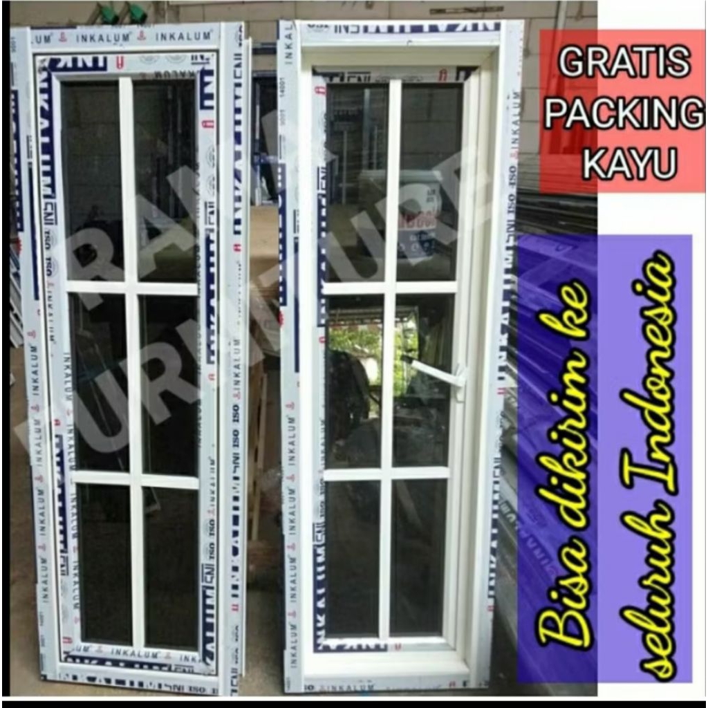 jendela alumunium casemen ornamen komplit 40x100 / 40x120 / 40x150 FREE PACKING KAYU