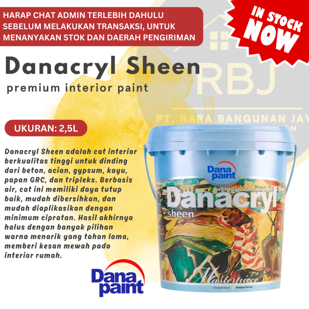 DANACRYL SHEEN - Cat tembok interior premium 2.5 L (PUTIH) by Dana Paint