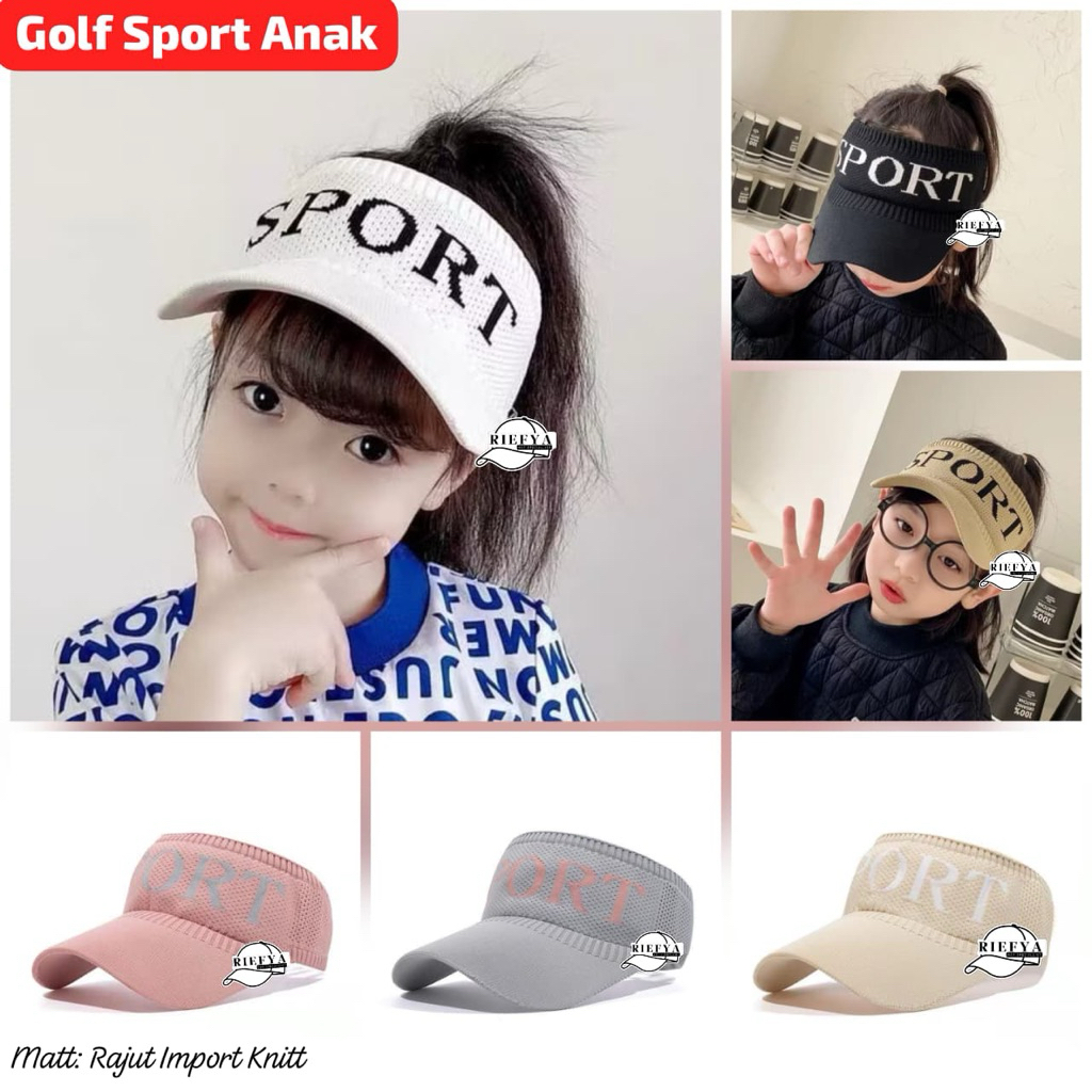 Topi Visor Anak Sport Rajut Import - Topi Golf Anak Perempuan Laki-laki