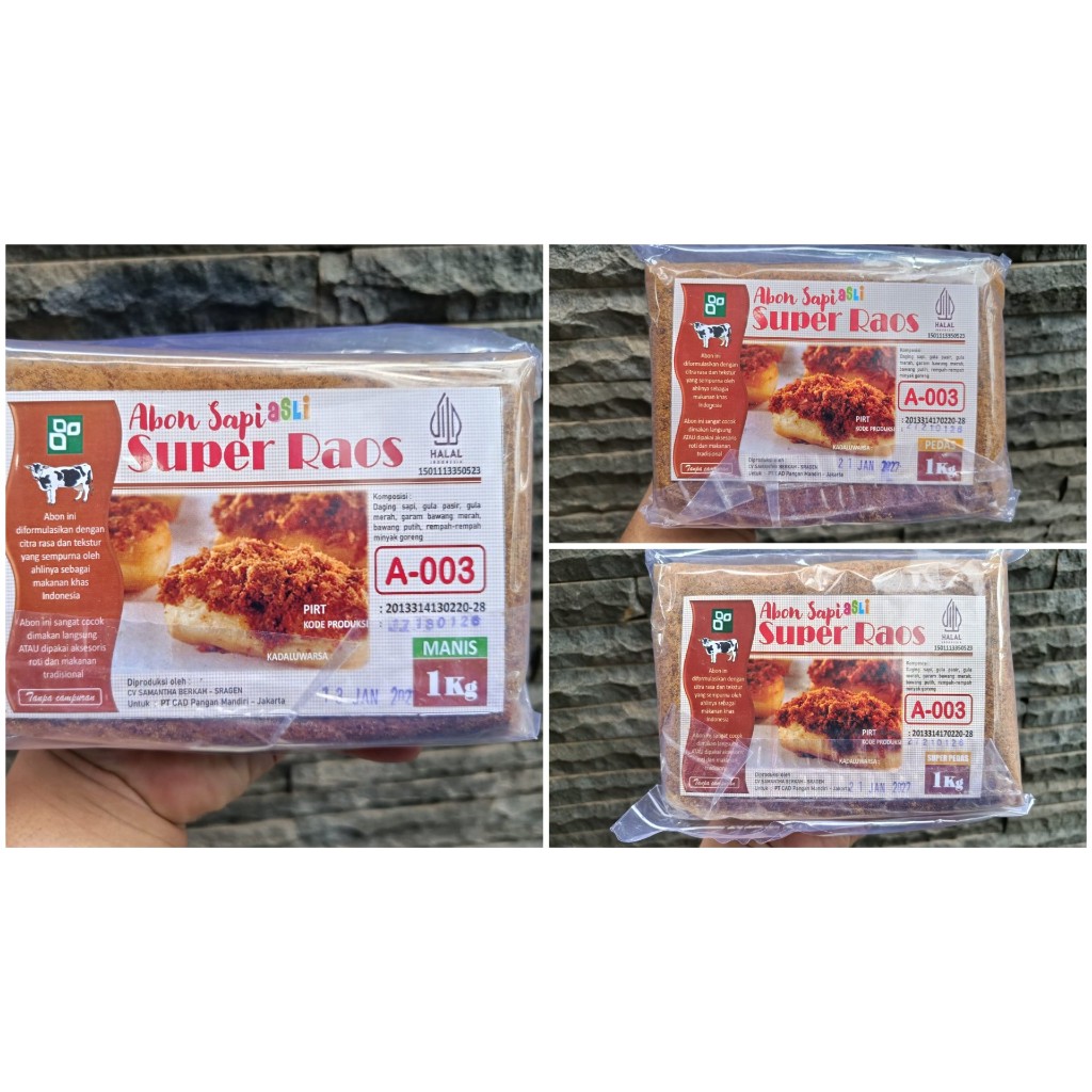 Abon Sapi Asli Super Raos (AA - 003) Premium Kemasan 1kg