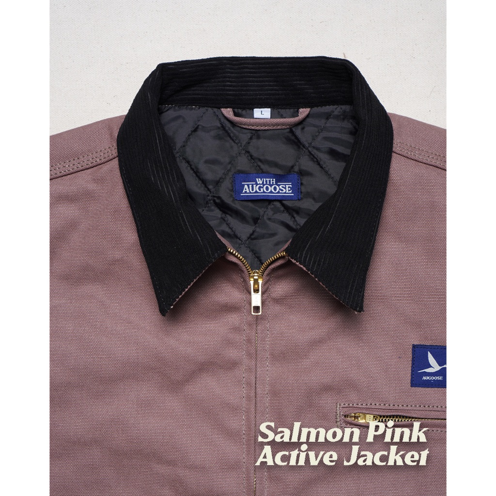 Augoose Salmon Pink Active Jacket 13 Oz Duck Canvas