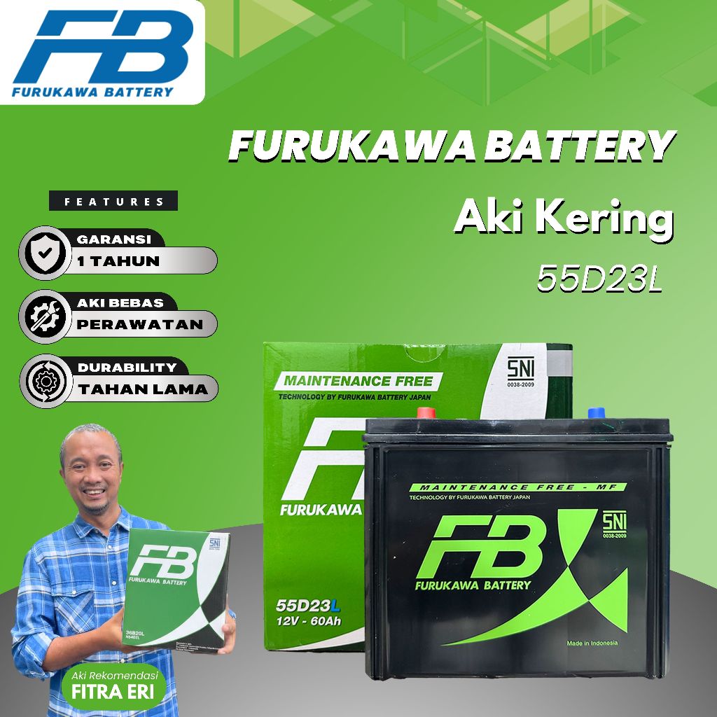 Furukawa Battery / FB Aki Kering Mobil Mazda 6 55D23L - 12V / 60Ah