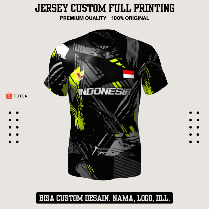 Kaos Jersey Futsal Sepakbola Bisa Custom Jersey Futsal Hitam Abu Motif Abstrak 428