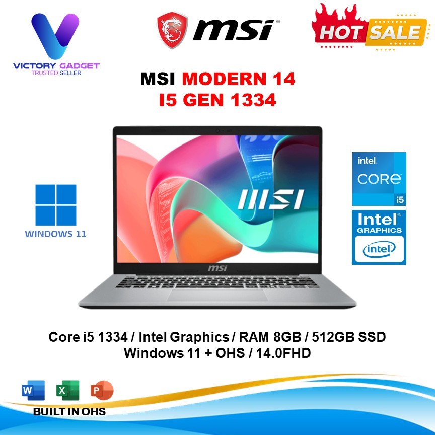 MSI Modern 14 I5 1334 8GB 512GB W11 14.0FHD