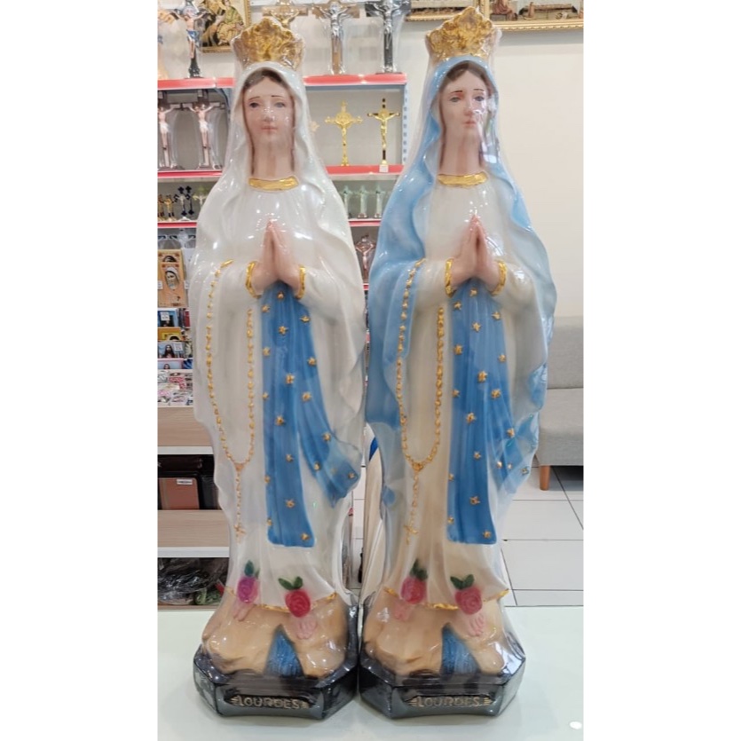 Yeraya Patung Bunda Maria Lourdes Mahkota Warna 60cm Lourdes Mahkota Miniatur Rohani Patung Maria Be