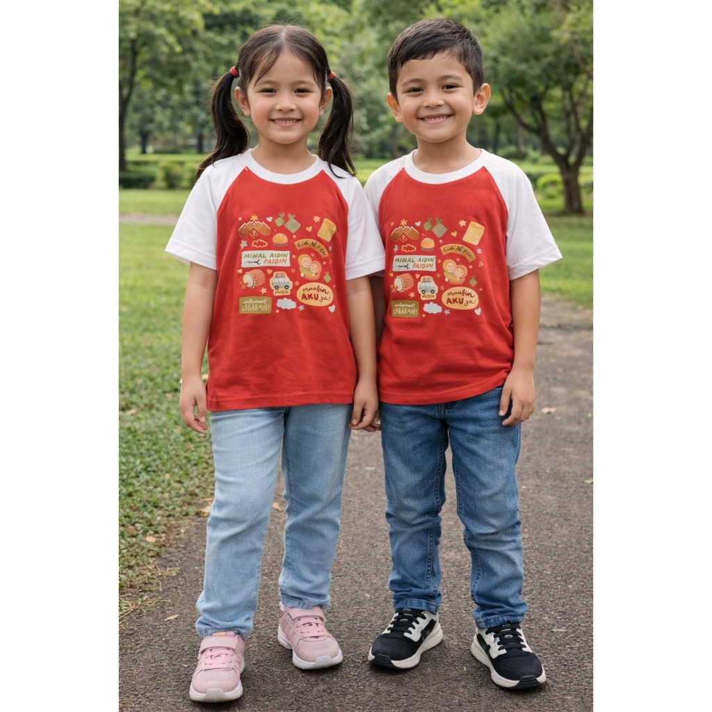 ( COD ) kaos raglan anak lengan pendek// kaos raglan motif idul fitri