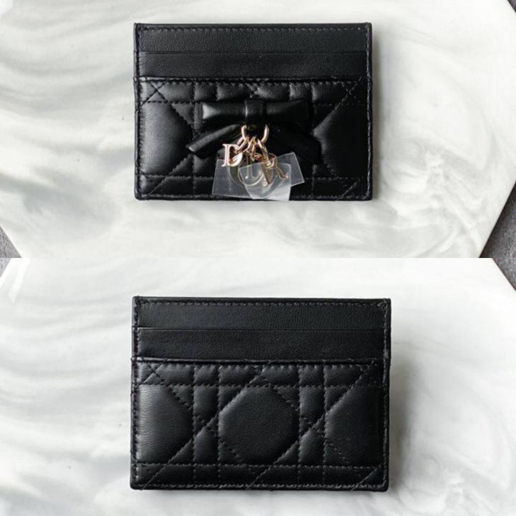 Lady Dior Freesia Card Holder Black Cannage Lambskin