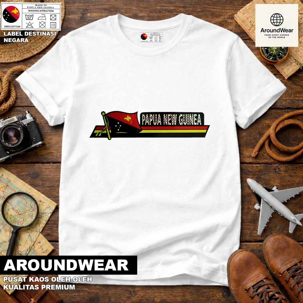 BAJU KAOS OLEH OLEH PAPUA NUGINI 4, PAKAI TAG NEGARA ASAL PAPUA NUGINI BAHAN SOUVENIR PREMIUM GIFT