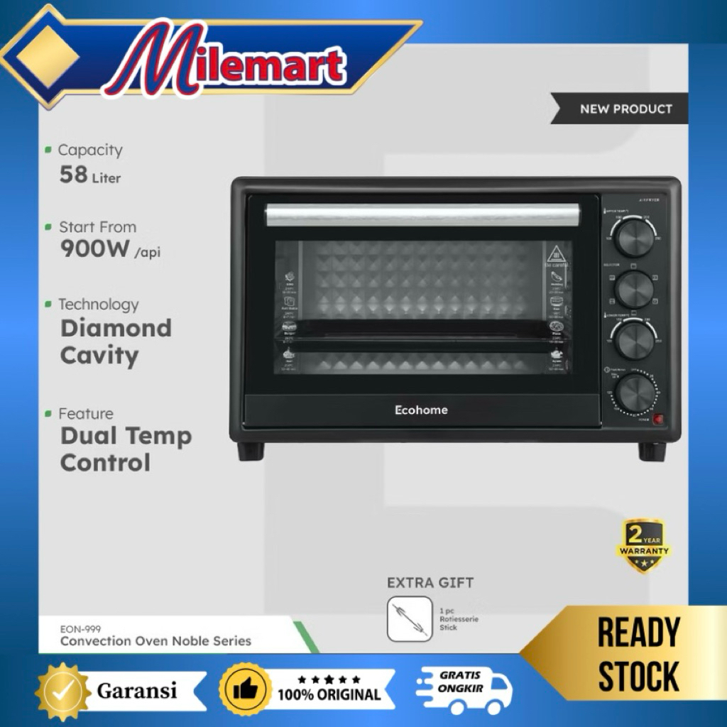 ECOHOME Oven Noble Series EON999 Kapasitas 58L – Oven Listrik Kapasitas Besar & Hemat Energi