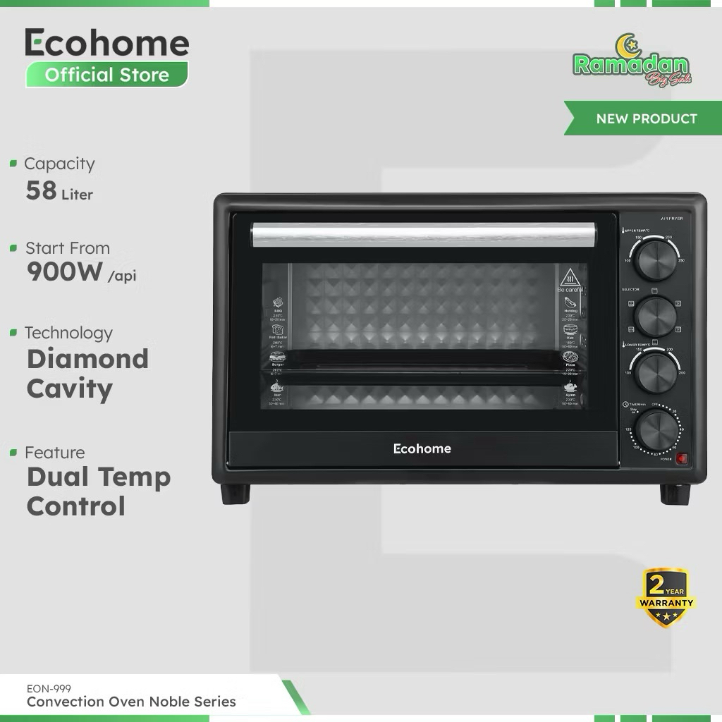 ECOHOME Oven Noble Series EON999 Kapasitas 58L – Oven Listrik Kapasitas Besar & Hemat Energi