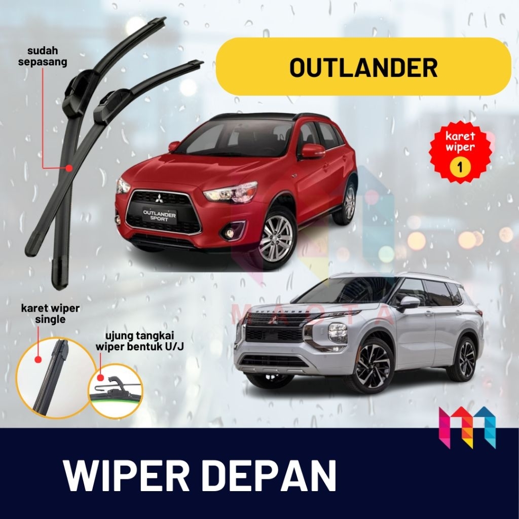 WIPER OUTLANDER SPORT PX, OUTLANDER SPORT 2012 FRAMELESS SEPASANG KIRI KANAN