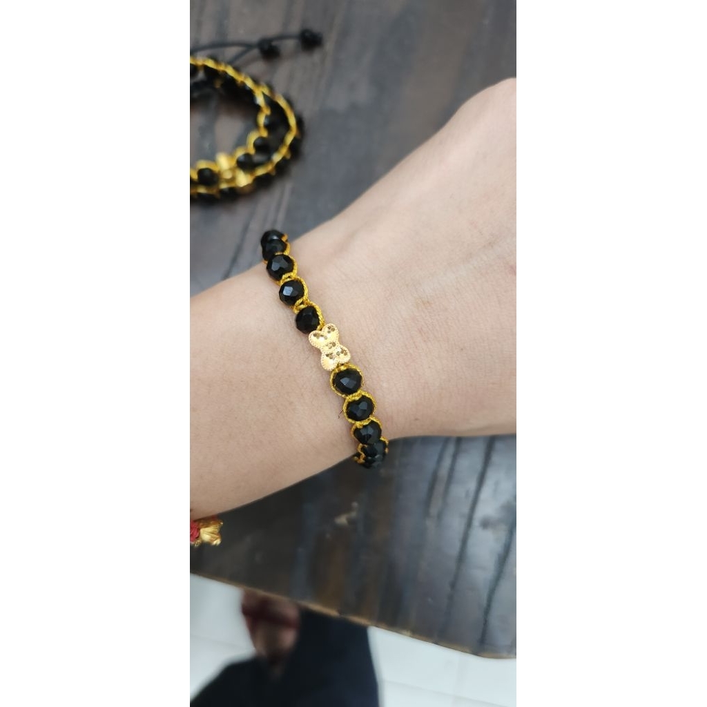 gelang manik liontin pita emas asli 16k