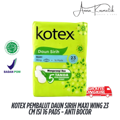 Kotex Pembalut Daun Sirih Maxi Wing 23 cm Isi 16 Pads - Anti Bocor