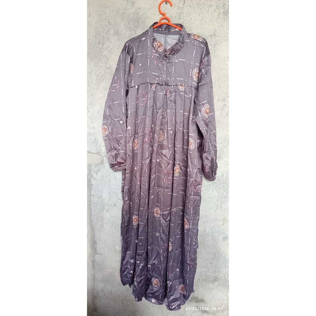 GAMIS KASUAL & KONDANGAN WARNA ABU-KECOKLATAN - MOTIF BUNGA MODERN