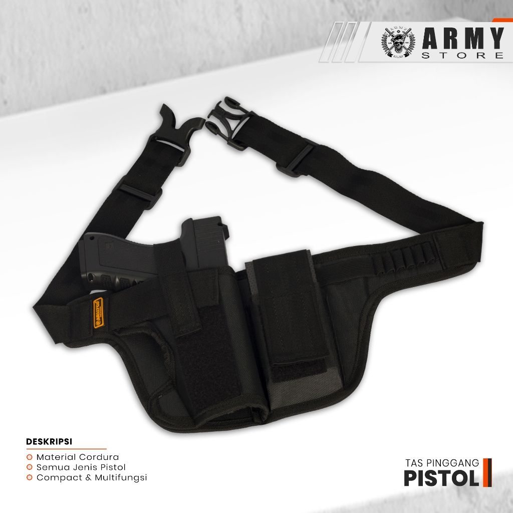 Tas Pistol Pinggang Hitam PIS 053 / Sarung Pistol Tactical Premium
