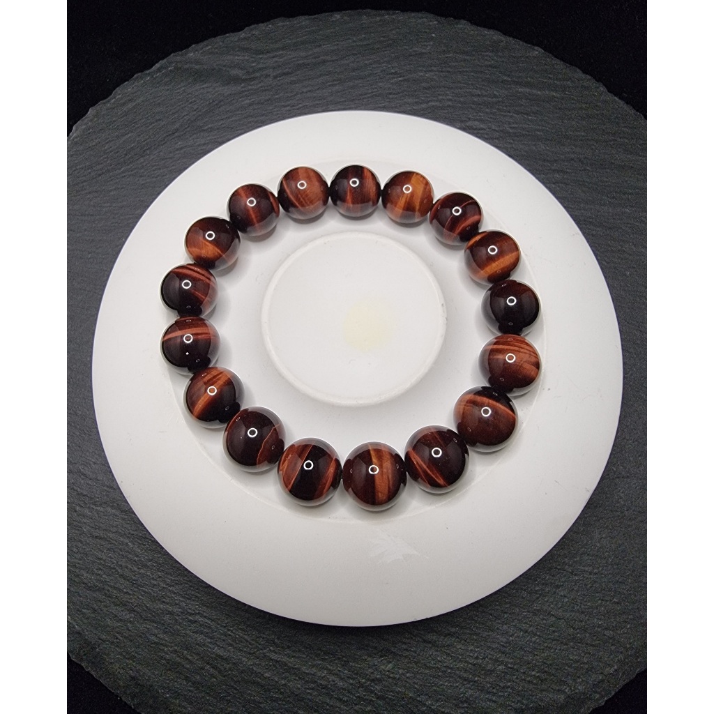 Gelang Batu Red Tiger Eye Petir Full Natural Super 12mm C1872